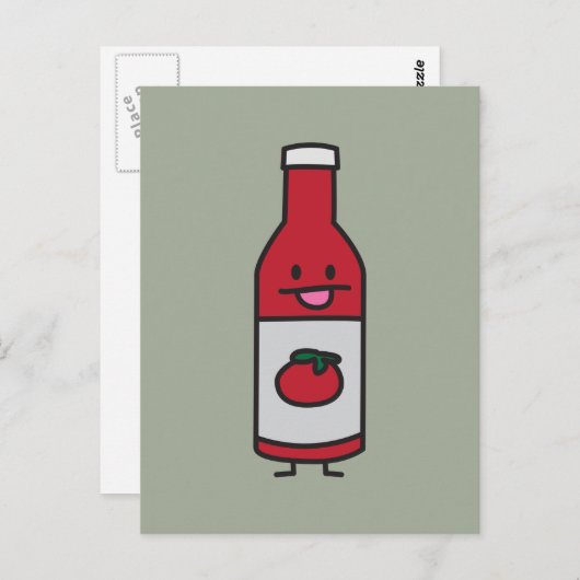 Carte Postale Ketchup Bouteille Sauce tomate Table condiment fan (Devant / Derrière)