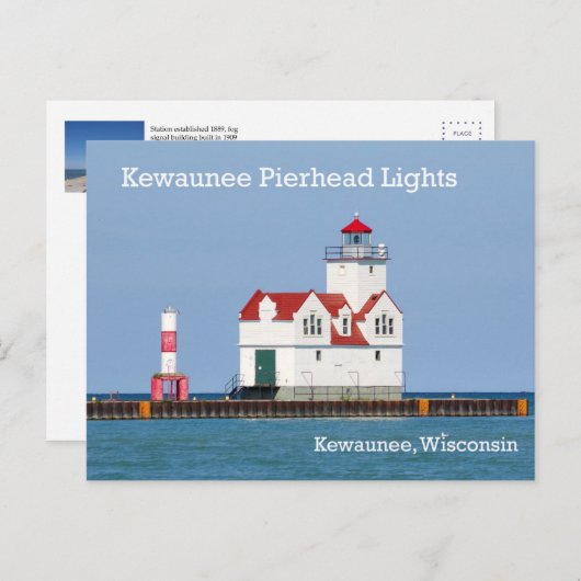 Carte postale Kewaunee Pierhead Lights (Devant / Derrière)