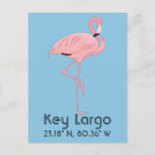 Carte Postale Key Largo FL Keys Flamant rose Latitude Longitude (Devant)