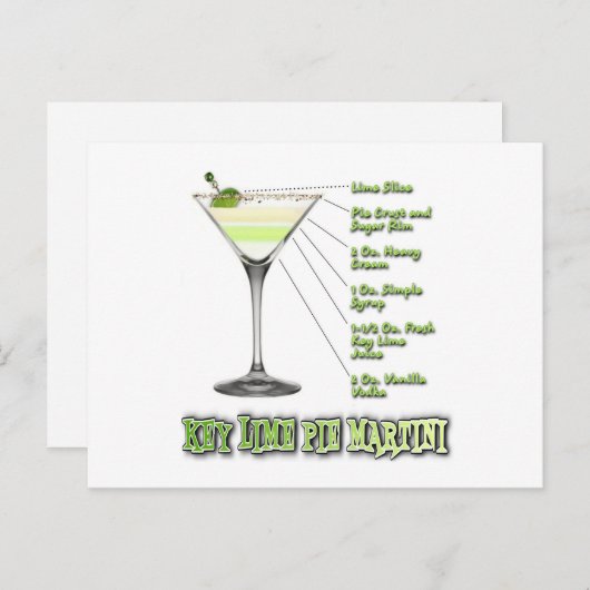 Carte Postale Key Lime Pie Martini Cocktail Recette Art (Devant / Derrière)