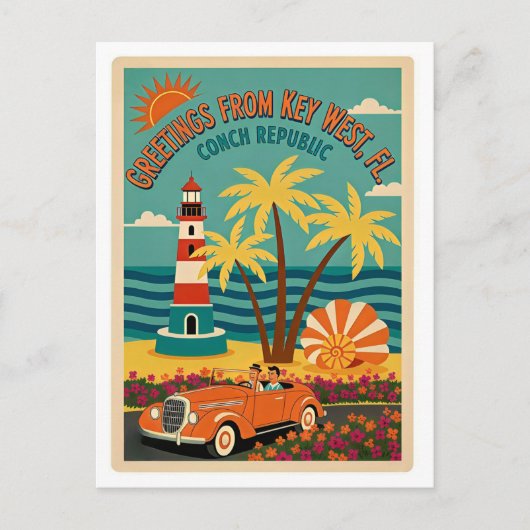 Carte Postale Key West FL République des Conques Rétro (Devant)