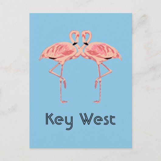 Carte Postale Key West Florida Flamant rose rose Couple (Devant)