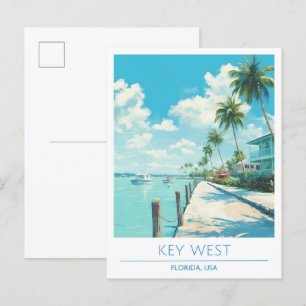 Carte Postale Key West Florida USA Vintage voyage d'art