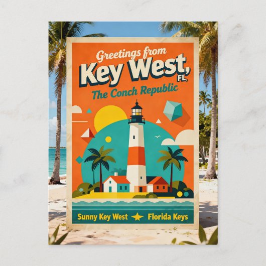 Carte Postale Key West Floride République Conch Rétro Voyage 193 (Devant)