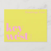 Carte Postale Key West Floride typographique jaune  (Devant)