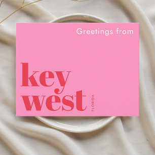 Carte Postale Key West Floride typographique rose