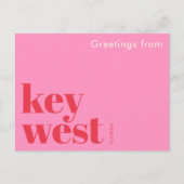 Carte Postale Key West Floride typographique rose (Devant)