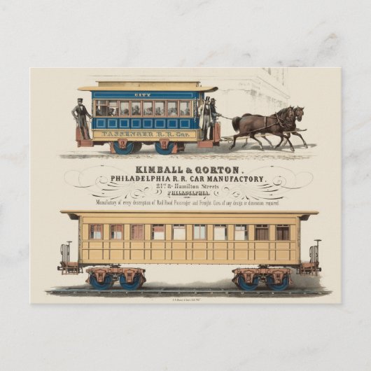 Carte Postale Kimball & Gorton Philadelphia R.R. Manufacture aut (Devant)