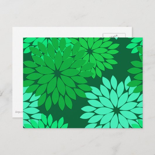 Carte Postale Kimono floral moderne Imprimer, Emerald et Jade Gr (Devant / Derrière)