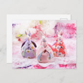 Carte Postale kimono rose japonais (Devant / Derrière)