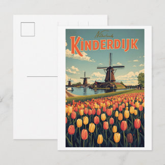 Carte Postale Kinderdijk Holland Netherlands WindMills gifts