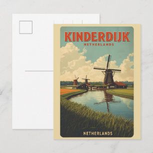 Carte Postale Kinderdijk Hollande Pays-Bas Cadeaux Moulins à ven