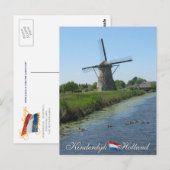 Carte postale Kinderdijk Windmill Holland (Devant / Derrière)