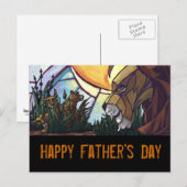 Carte postale King Lion and Cubs Fête des pères (Devant / Derrière)