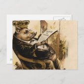 Carte Postale King Pig Lit Son Journal (Devant / Derrière)