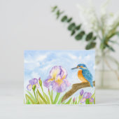 Carte Postale  Kingfisher with Purple Irises (Debout devant)