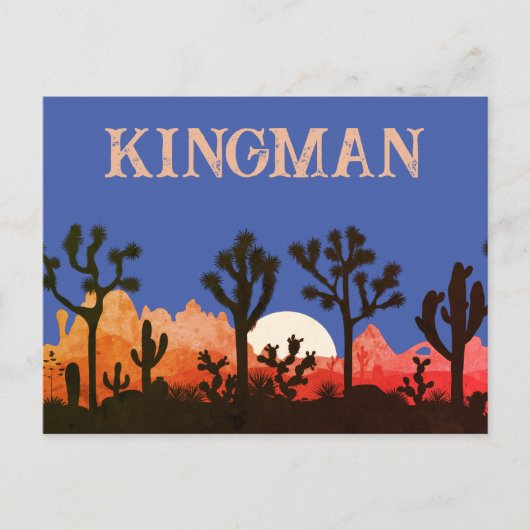 Carte Postale Kingman Arizona Cactus Moonrise Sud-Ouest Sunset (Devant)