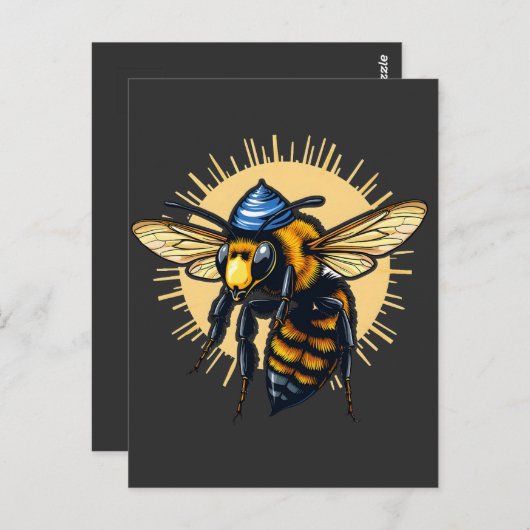 Carte Postale Kippah juif de l'apiculture Hanoukka (Devant / Derrière)