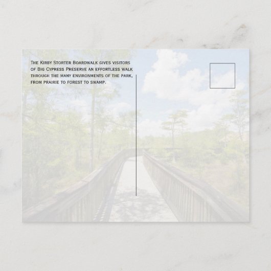 Carte Postale Kirby Storter Boardwalk, Big Cypress NP, Floride (Dos)