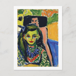 Carte Postale Kirchner Fränzi devant la chaise sculptée