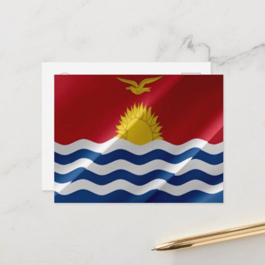 Carte Postale Kiribati - Drapeau d'agitation - (Devant/Arrière en situation)