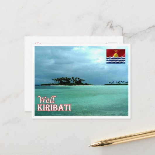 Carte Postale Kiribati - puits - Vue mer - (Devant/Arrière en situation)