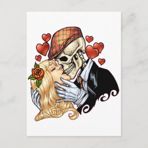 Carte Postale Kiss crânien avec coeur et Roses par Al Rio