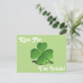 Carte Postale "Kiss Me, I'm Irish" Saint Patrick, Shamrock (Debout devant)