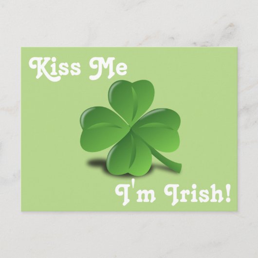 Carte Postale "Kiss Me, I'm Irish" Saint Patrick, Shamrock (Devant)