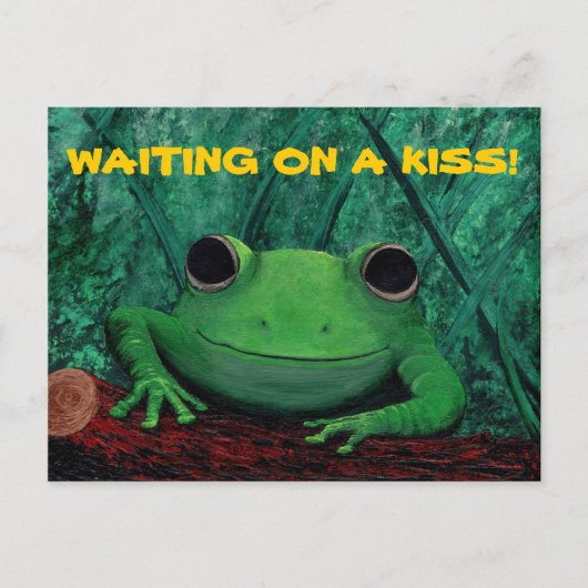 Carte Postale KISS MOI ! (Conception de grenouilles) ~ (Devant)