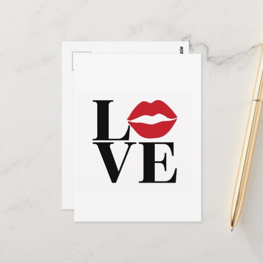 Carte Postale Kiss of Love : Red Lips Edition Post Card (Devant/Arrière en situation)