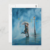 CARTE POSTALE KISSING COUPLE UMBRELLA (Devant / Derrière)