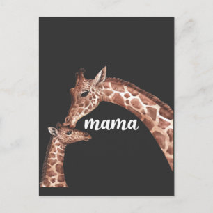 Carte Postale Kissing Giraffe Mama et obligations pour enfants