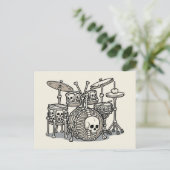 Carte Postale Kit de batterie squelette Heavy Metal (Debout devant)