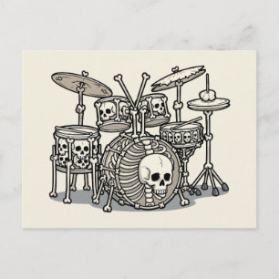 Carte Postale Kit de batterie squelette Heavy Metal