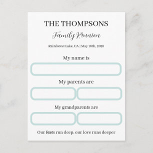 Carte Postale Kit de jeu d'activité de réunion de famille person