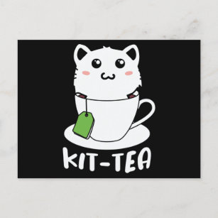 Carte Postale Kit Tea Funny Amoureux de les chats