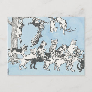 Carte Postale Kitazawa Rakuten nekonokunino youchien 1915