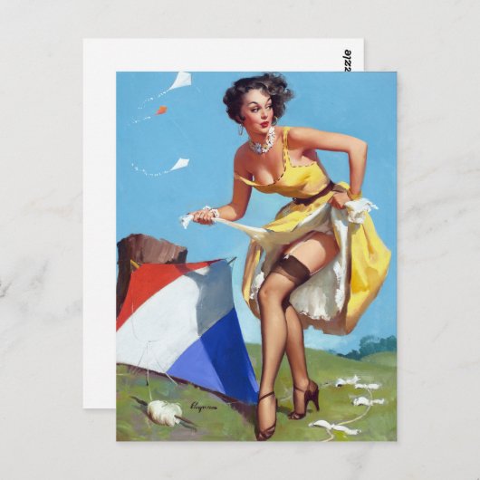Carte Postale Kite Pin Up (Devant / Derrière)