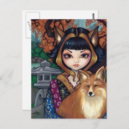 Carte postale "Kitsune" (Devant / Derrière)