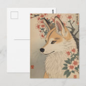 Carte Postale Kitsune & cherry blossom (Devant / Derrière)