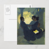 Carte Postale Kitsune femme Fox sous forme humaine par Bertha Lu (Devant / Derrière)