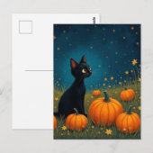 Carte Postale Kitten avec Citrouille (Devant / Derrière)
