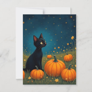 Carte Postale Kitten avec Citrouille
