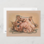 Carte Postale Kitten avec dessin en fils, illustration d'art pou (Devant / Derrière)