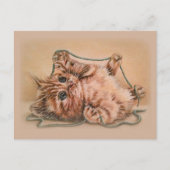 Carte Postale Kitten avec dessin en fils, illustration d'art pou (Devant)