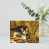 Carte Postale Kitten avec peinture et brosses (Debout devant)