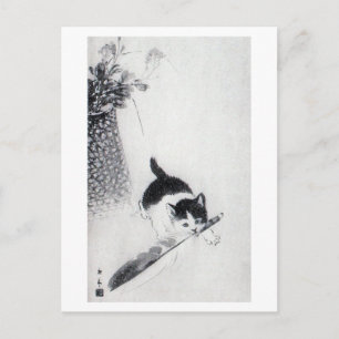 Carte Postale Kitten avec plume, Imao Keinen