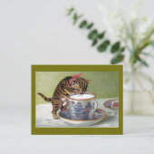 Carte Postale Kitten Boire de Teacup Victorian (Debout devant)