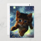 Carte Postale Kitten Courant Dans L'Espace (Devant / Derrière)